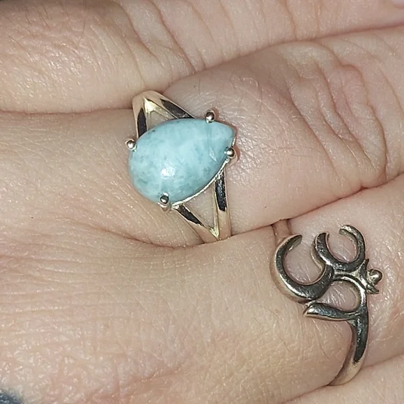 Solid Sterling Larimar Dainty Ring Size 6.25 - Picture 3 of 4